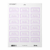 Étiquette d'adresse de retour violet lilas (Feuille entière)