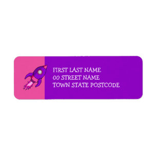 Étiquette d'adresse de retour violet rose fuseau