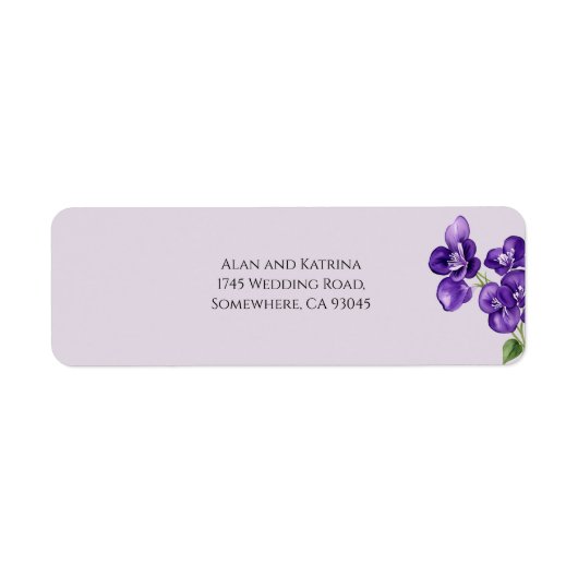 Étiquette d'adresse de retour Violettes Deep Purpl (Devant)
