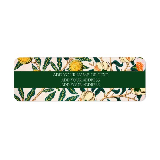 ÉTIQUETTE D'ADRESSE DE RETOUR : WILLIAM MORRIS POM (Devant)