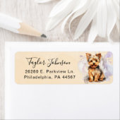 Étiquette d'adresse de retour Yorkshire Terrier (En situation)