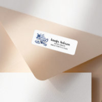 Étiquette d'adresse de service à thé floral bleu v