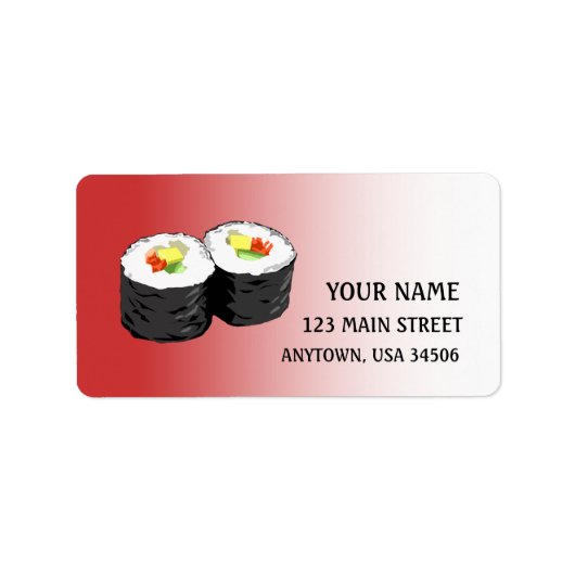 Étiquette d'adresse de sushi (Devant)