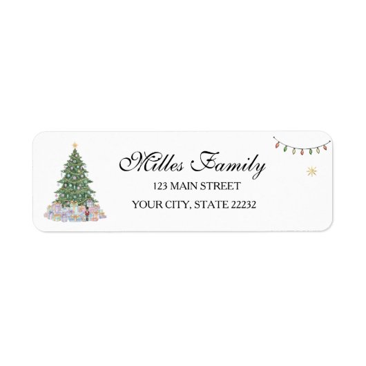 Étiquette d'adresse de vacances d'arbre de Noël (Devant)