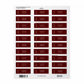 Étiquette d'adresse de vacances Deep Red | Minimal (Feuille entière)
