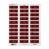 Étiquette d'adresse de vacances Deep Red Minimal B (Feuille entière)