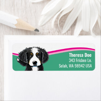 Étiquette d'adresse de vague de chien de montagne