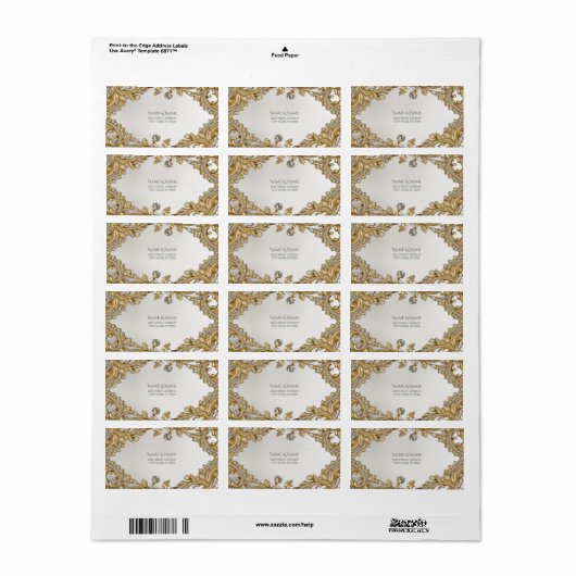 Étiquette d'adresse dorée décorative (Feuille entière)
