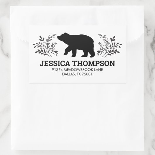 Étiquette d'adresse d'ours bûcheron (Sac)