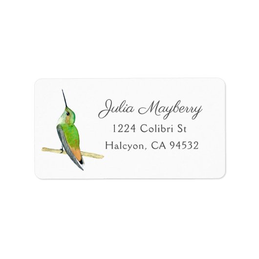 Étiquette d'adresse du Colibri d'Allen (Devant)