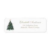 Étiquette d'adresse élégante avec sapin de Noël (Devant)