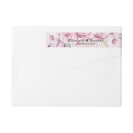 Étiquette d'adresse Élégante Fleurs Aquarelle & Pl (Dos)
