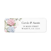 Étiquette d'adresse Élégante Fleurs Roses et Bleue (Devant)