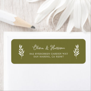 Étiquette d'adresse élégante verte olive toscane