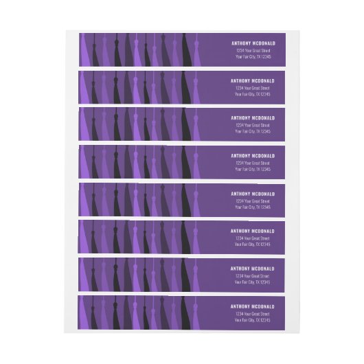 Étiquette d'adresse enveloppante rangée violette d (Feuille)