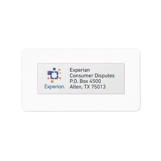 Étiquette d'adresse Experian (Devant)