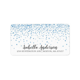 Étiquette d'adresse Fête Bébé Paillettes Bleues