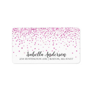 Étiquette d'adresse Fête de Bébé Paillettes Roses
