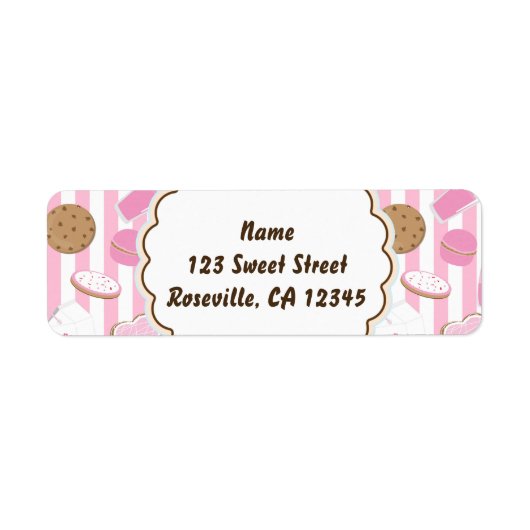Étiquette d'adresse Fête de filles roses Cookies & (Devant)