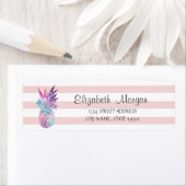 Étiquette d'adresse Fille à la mode Ananas,Rayes (En situation)