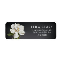 Étiquette d'adresse Fleur de Magnolia Gris foncé