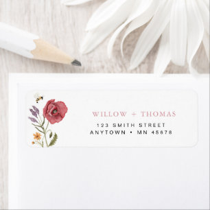 Étiquette d'adresse Fleur Sauvage Florale Rose Boh