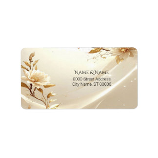 Étiquette d'adresse Fleurs Blanches et Dorées