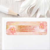 Étiquette d'adresse Fleurs de rose Marbré Rayé (En situation)