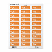 Étiquette d'adresse Fleurs et Papillons Orange (Feuille entière)