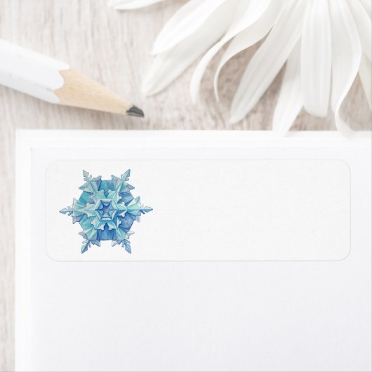 Étiquette d'adresse flocon de neige aquarelle (En situation)
