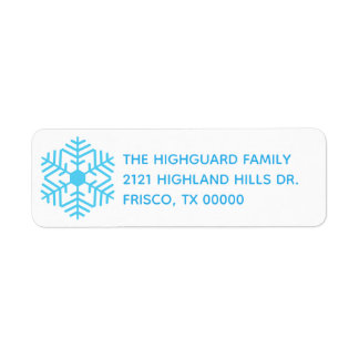 Étiquette d'adresse Flocon de Neige Bleu Ciel