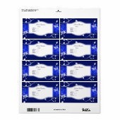 Étiquette d'adresse Floral Bleu Blanc (Feuille entière)