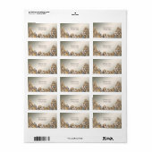 Étiquette d'adresse florale blanche or décorative (Feuille entière)