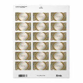 Étiquette d'adresse florale blanche ornée d'or (Feuille entière)