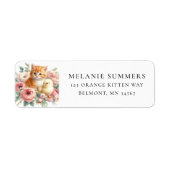 Étiquette d'adresse florale de chaton et poussin d (Devant)