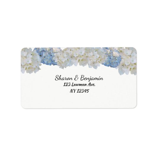 Étiquette d'adresse florale d'hortensia blanc et b (Devant)