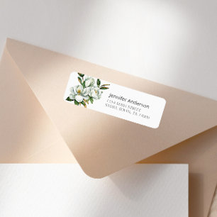 Étiquette d'adresse florale Magnolia blanche