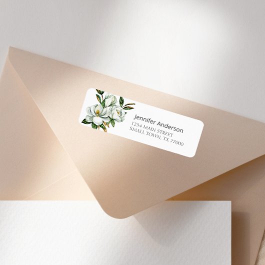 Étiquette d'adresse florale Magnolia blanche