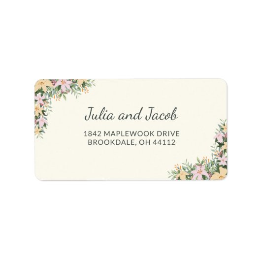 Étiquette d'adresse florale romantique (Devant)