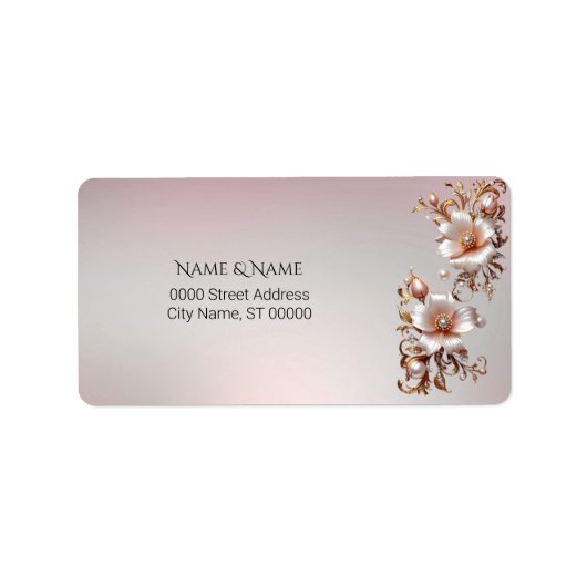 Étiquette d'adresse florale rose décorative (Devant)