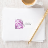 Étiquette d'adresse florale rose monochrome (En situation)