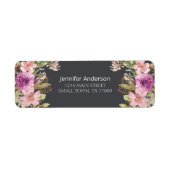 Étiquette d'adresse florale rose poudré violet (Devant)