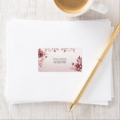 Étiquette d'adresse florale Rose Poussiéreuse (En situation)