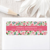 Étiquette d'adresse florale Rosebud rose (En situation)