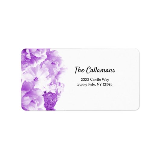 Étiquette d'adresse florale violet royal (Devant)