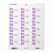 Étiquette d'adresse florale violet royal (Feuille entière)