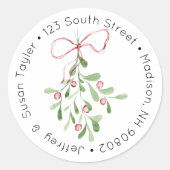 Étiquette d'adresse Gui Aquarelle de Noël (Devant)