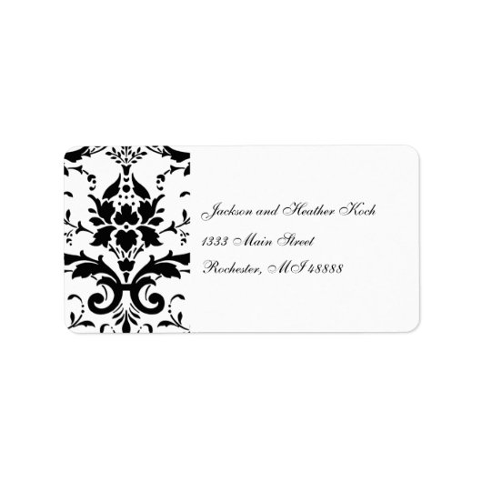 Étiquette d'adresse - Mariage Formel Noir Blanc Da (Devant)