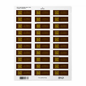 Étiquette d'adresse Marron + Or Monogramme (Feuille entière)