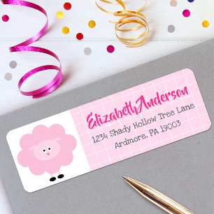 Étiquette d'adresse moderne Kawaii bébé rose pour